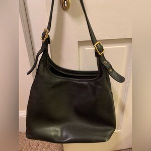 Vintage coach hobo shoulder bag black leather 9058